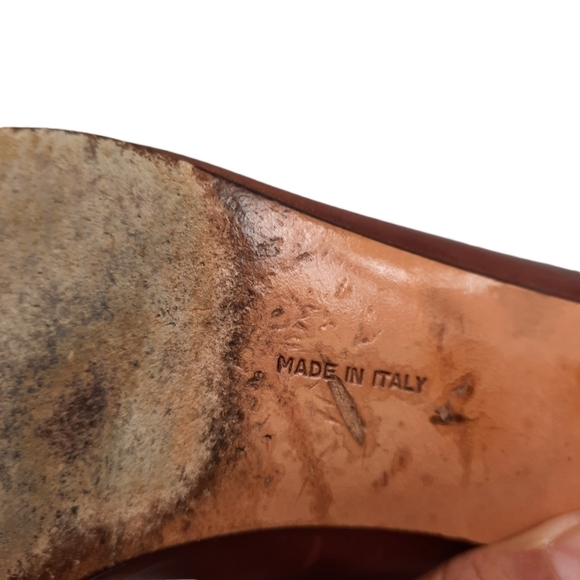 Salvatore Ferragamo Chestnut Leather Loafer Pumps Bow Tie Size 8 Women's - Picture 12 of 13